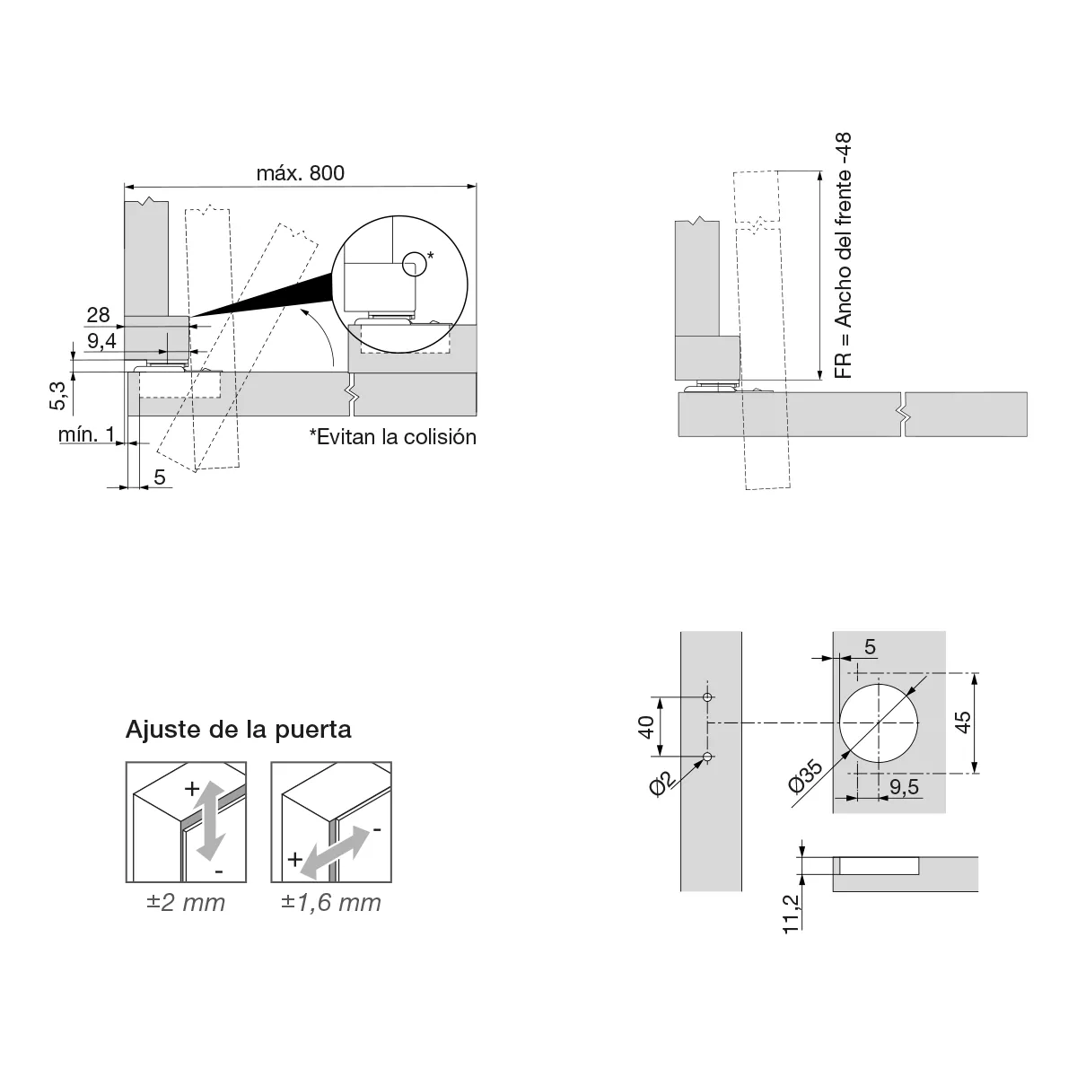 Bisagra Blum Compact De 110° Con Cierre Automático | Sin Placa | Referencia 30.310-11.02 | Artículo Usado