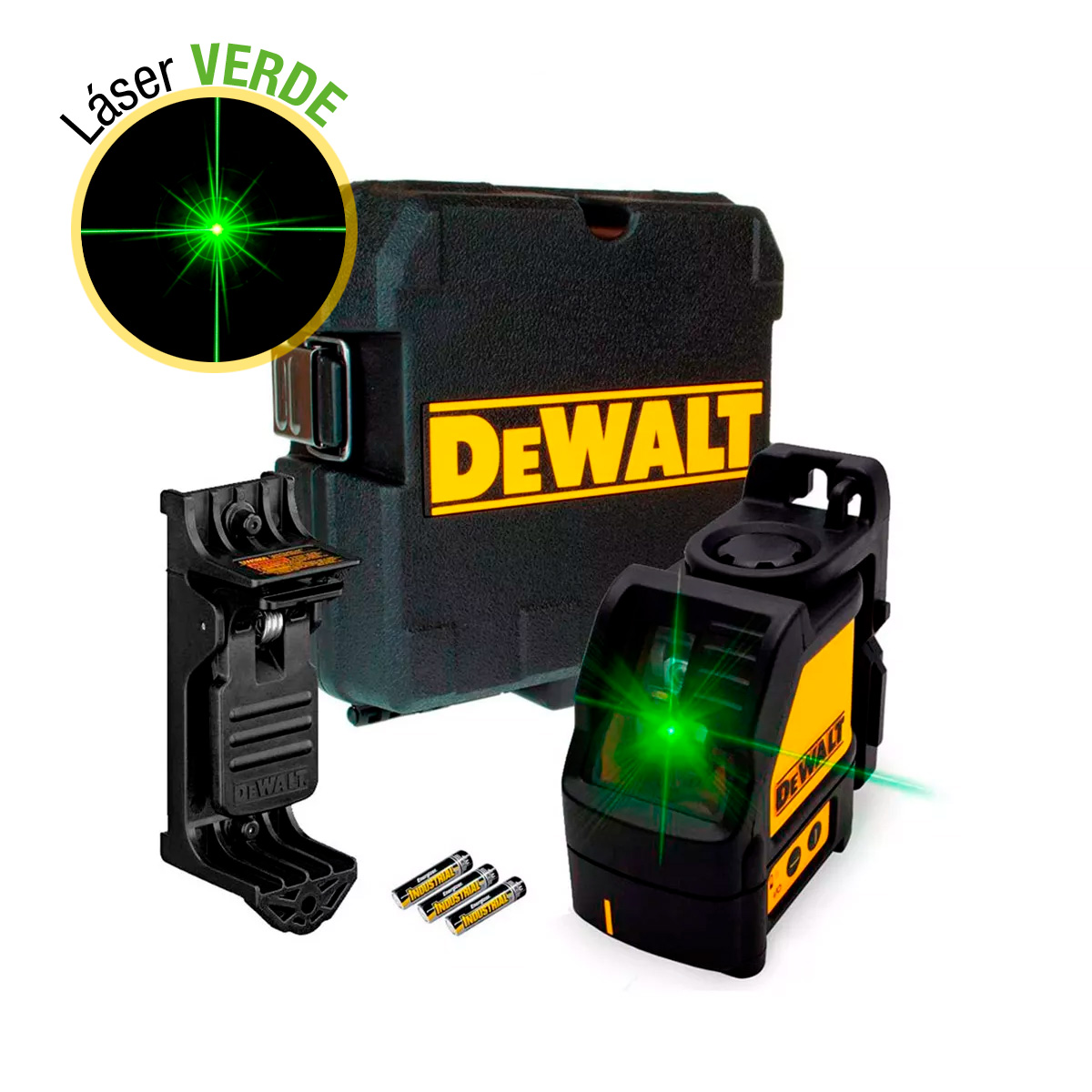 DEWALT DW088CG-XJ - Nivel láser autonivelante de 2 líneas verdes (horizontal y vertical)