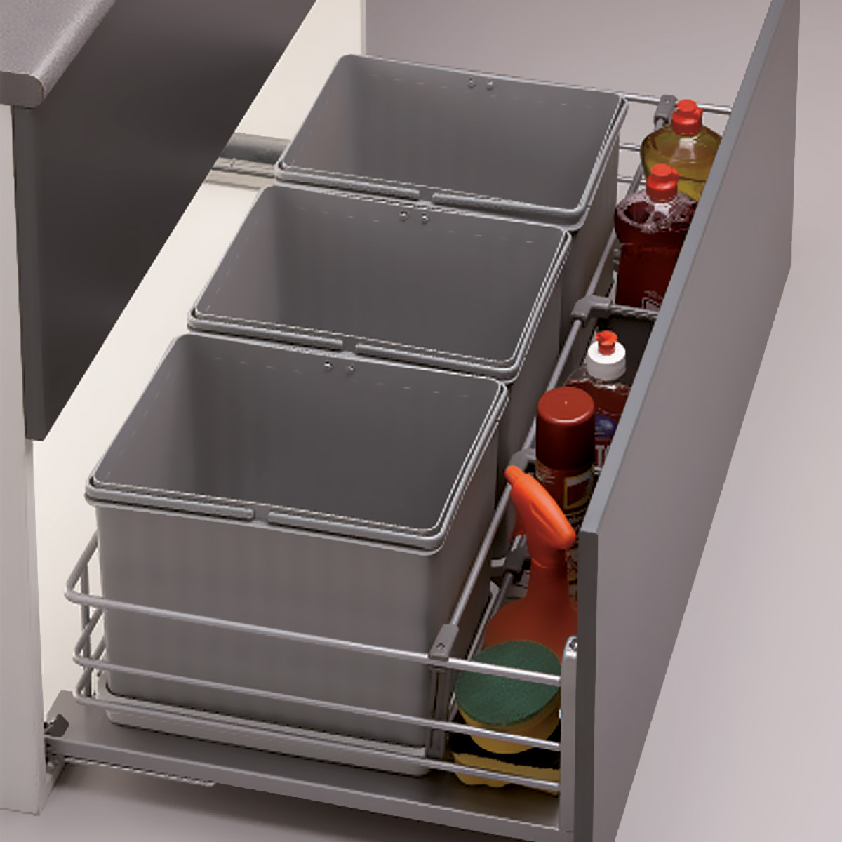 Kit contenedor de basura ecológico y accesorios de limpieza con tapas automáticas