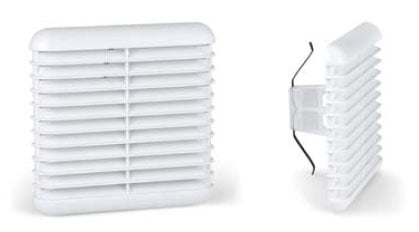 Rejilla de ventilación cuadrada con fijación posterior con red anti-insectos