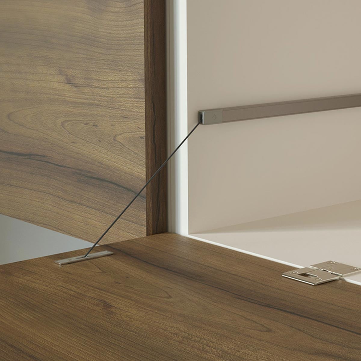 KIARO - Compás hidraúlico descendente de apertura amortiguada - niquelado sin led