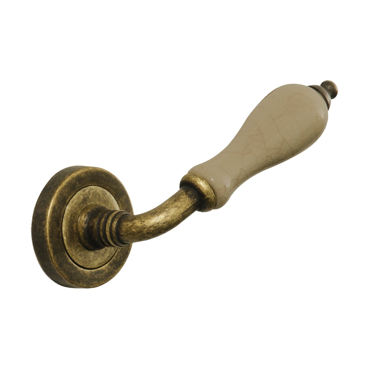Roseta LA BISBAL en bronce antiguo y porcelana craquele beige