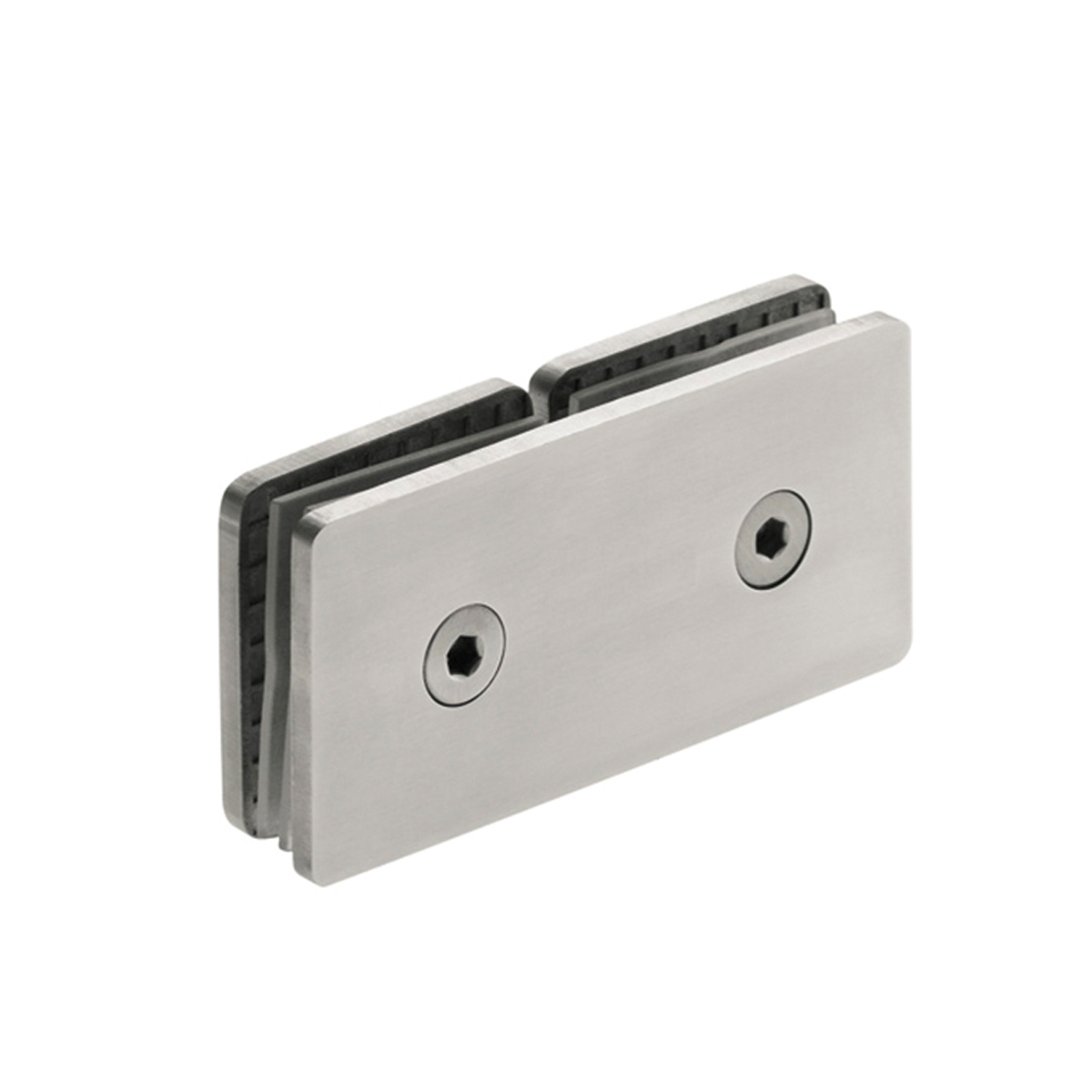 Fijación vidrio a vidrio 180º para puertas de cristal
