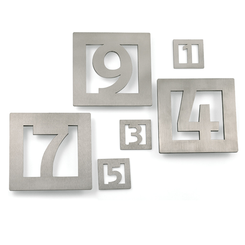 Placas de números para señalización en acabado acero inoxidable mate