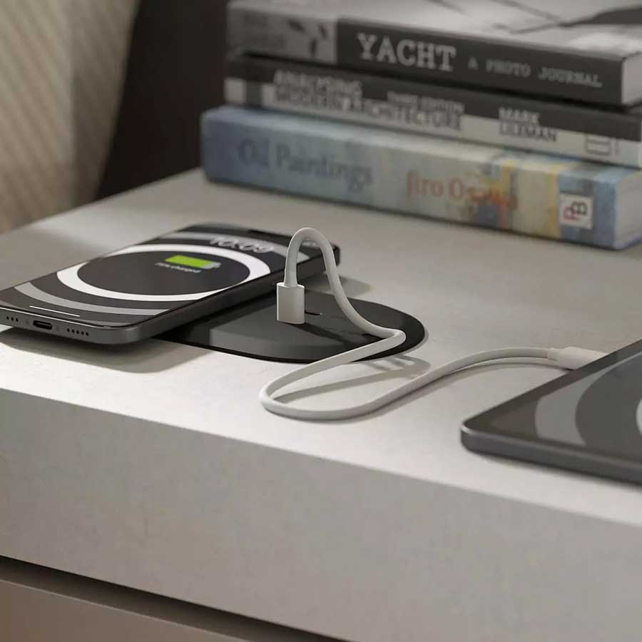 PUK Combi - Cargador inalámbrico 15W para encastrar con 2 tomas USB-C